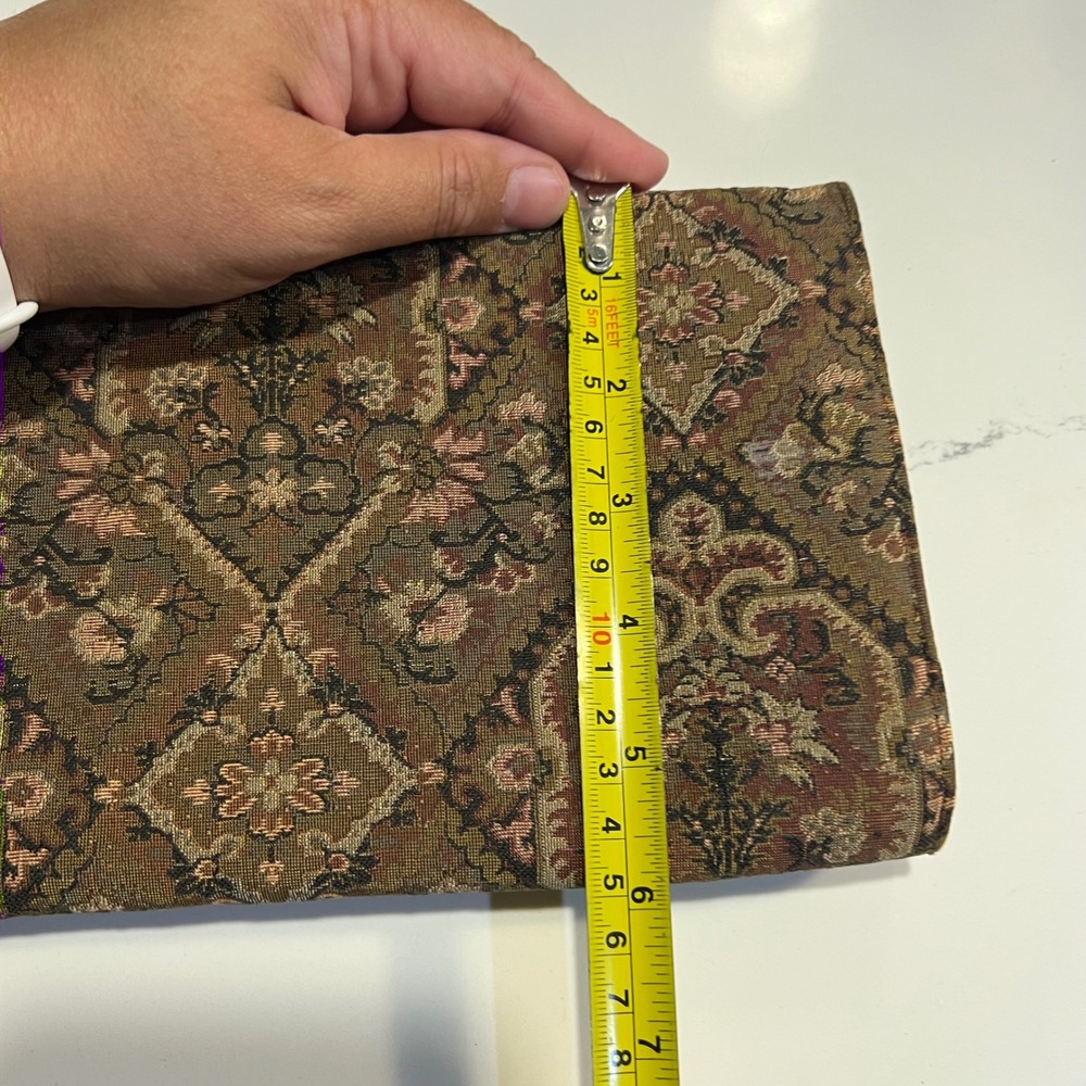 Mel-Ton Vintage Tapestry Damask Brown Clutch Purse 14" x 6" Evening Classic - Picture 6 of 6